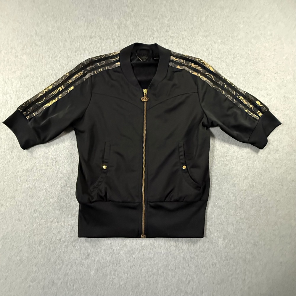 Adidas Respect ME Missy Elliott Track Jacket Black Gold Short Sleeve Sz 38